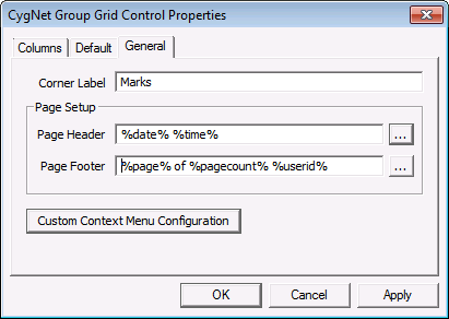 Group Grid Tool - General Page
